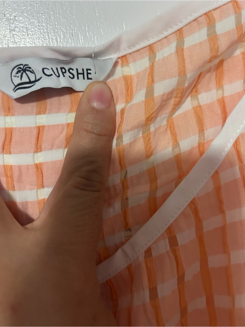 Cupshe Peach Gingham Tiered Ruffle Cami - Picture 5 of 5